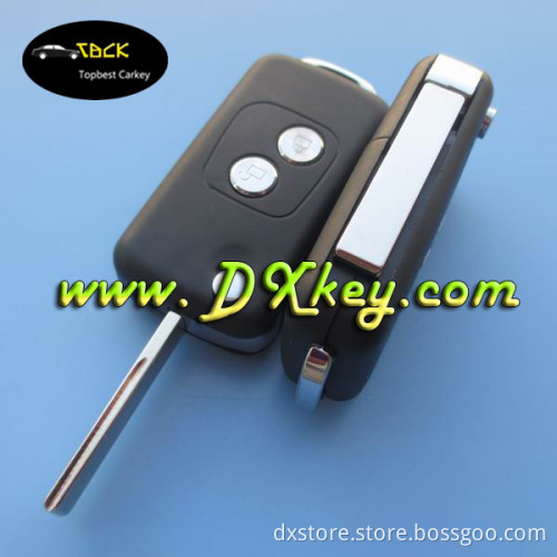 New style 2 buttons car key shell with groove blade for Peugeot 407 car key key flip covers peugeot